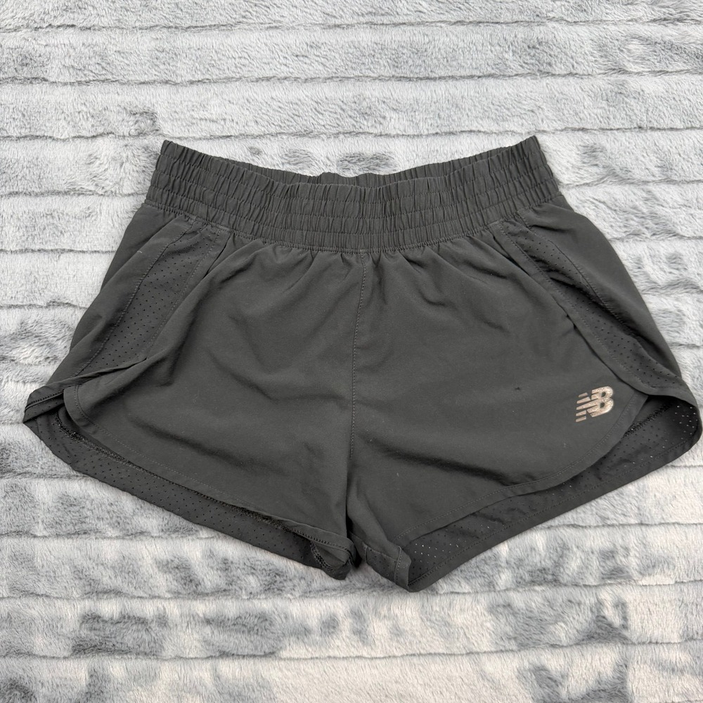 New Balance Womens Black Running Shorts Mesh Trim Athletic Gym Size Small